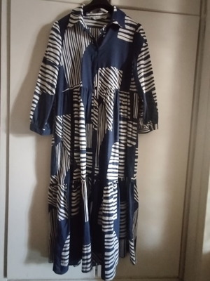 Zara dress size L new, white and blue