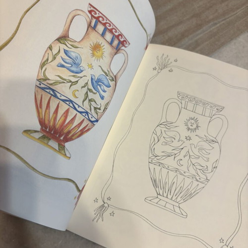 Anti-stress coloring book with watercolor