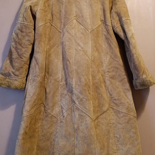 Vintage long mouton coat tan with rich inner fur