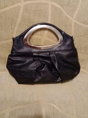 Handbag with metal handle vintage like new, black and silver