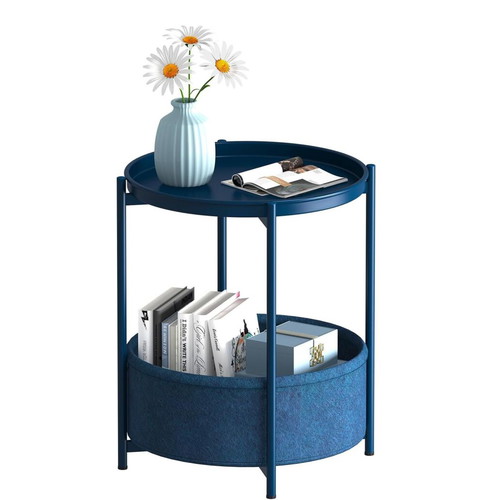 Modern round side table with storage, new