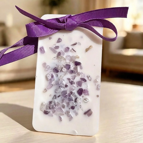 Original Art Set with Terrazzo Amethyst Candle and Botanical Wax Sachet
