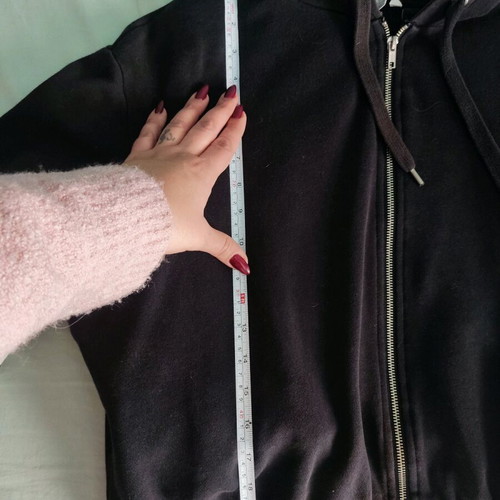 Crop sweatshirt jacket H&M black with white stripes, size L like new