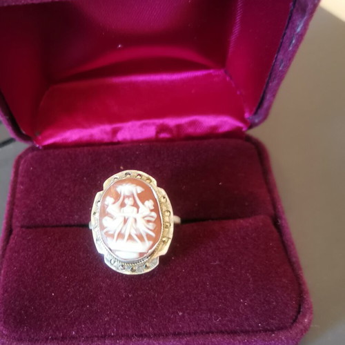 Cameo ring 800 silver vintage, like new, Three Graces design