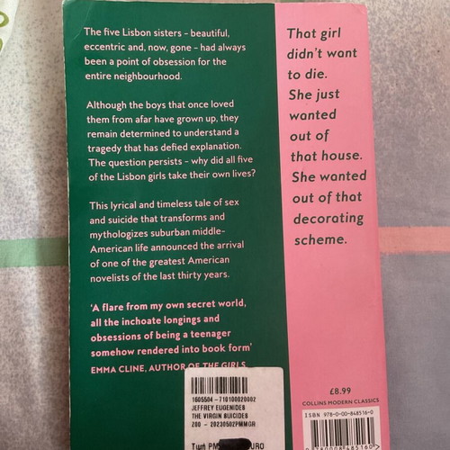 The Virgin Suicides by Jeffrey Eugenides like new, with underlined sentences