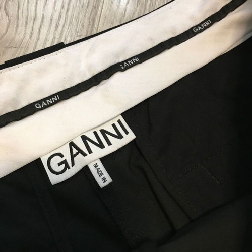 Ganni Drapey Melange Pleat Pants, black, sizes M/L