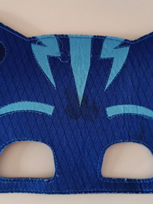 PJ Masks set with two fabric masks, wristband and hero cards used