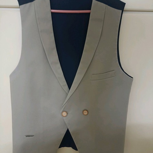 Men's vest used, special design, beige and navy blue size L