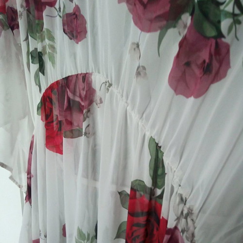 Yellow+ floral caftan dress airy long used with black inner slip dress