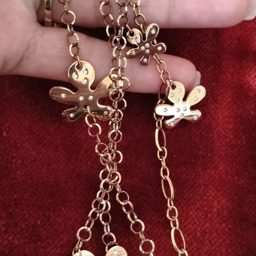 Folli Follie jewelry set rose gold with flower motifs and crystals like new