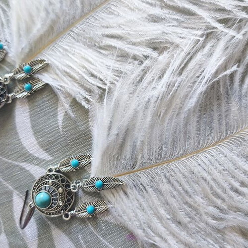 Ostrich Feather Earrings new, white