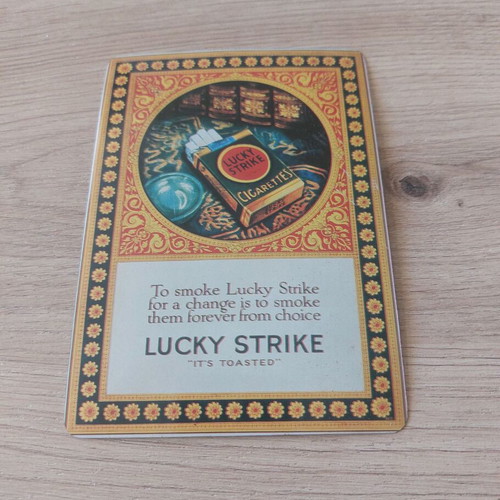 Vintage metal Lucky Strike cigarette postcard like new