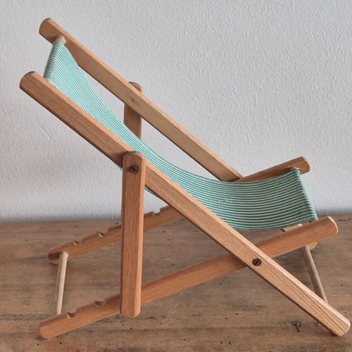 Vintage Mid-Century Miniature Transat Beach Chair Model
