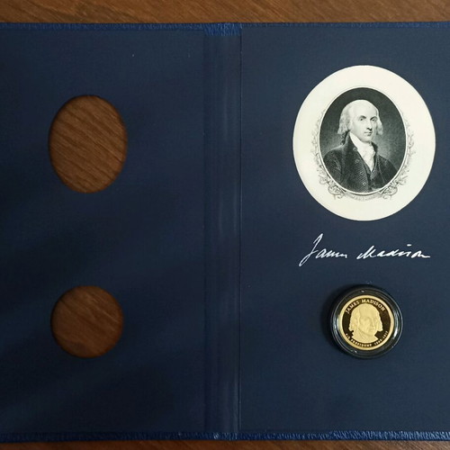 2007 USA folder with James Madison signature and 1$ Presidential Dollar proof new
