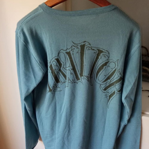 Misplaced Cowboy Oklahoma men's 100% cashmere turquoise shirt like new