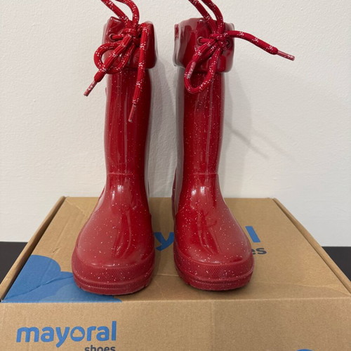 Mayoral children's red glitter rain boots like new, size 34