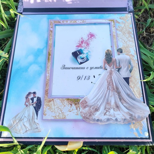 Handmade pop-up scrapbook album "Our Fairytale Wedding" new