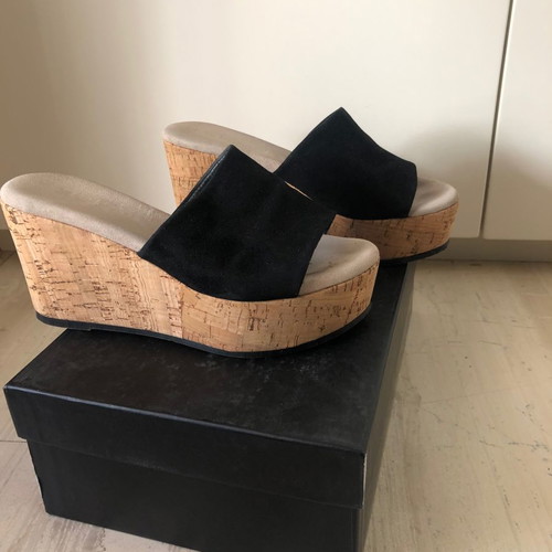 Kalogirou mules black suede used, size 36