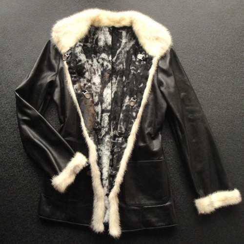 Handmade reversible leather and real fur coat, size M
