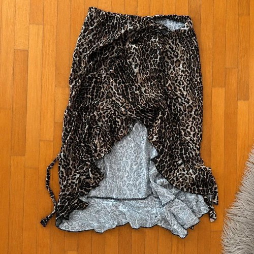 Leopard Midi Wrap Skirt one size, like new
