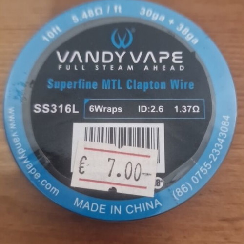 Vandy Vape Superfine MTL Clapton Wire SS316L new