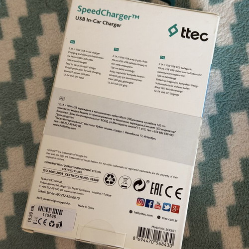 Ttec SpeedCharger 2.1A 10W USB In-Car Charger new