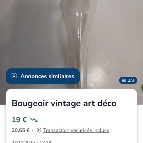 Glass vintage art deco candlestick new