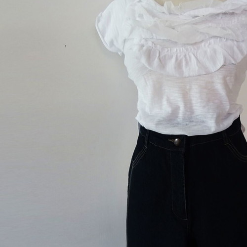 Set jeans crop blue-black Italian NoS pants and Zara blouse new NoM