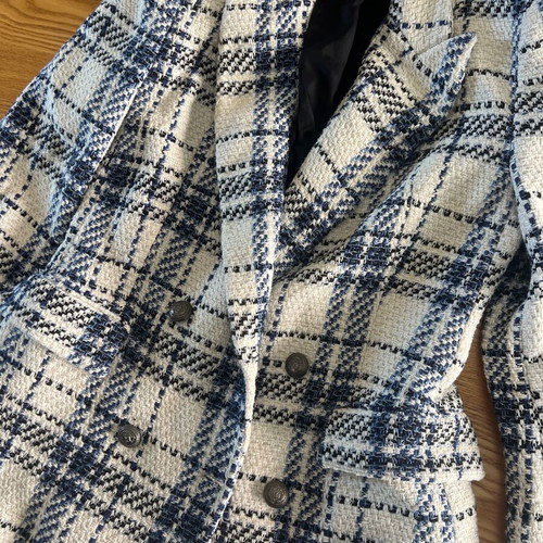 Zara Tweed Checked Blazer jacket, size L