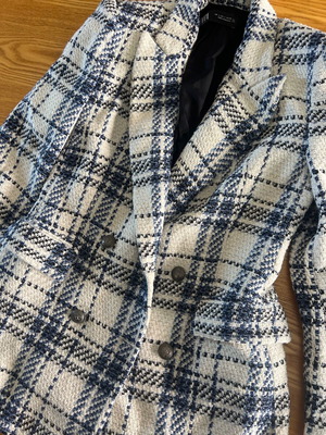 Zara Tweed Checked Blazer jacket, size L