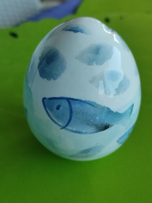 Ceramic Handcrafted Summer Egg with Sea Theme