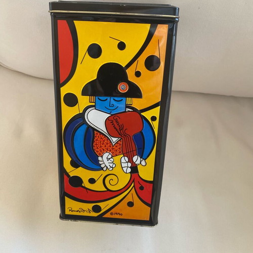 Grand Marnier tin container used, vintage with paintings