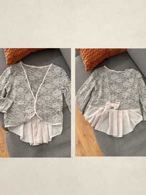 Children's lace bolero top beige like new with bow