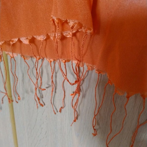 Silk scarf like new, orange 1.90x0.55