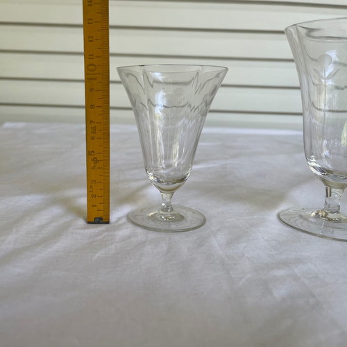 Set of 48 used Art Deco crystal glasses antique