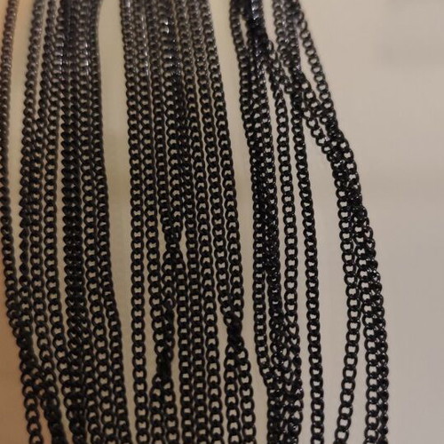 Long gold necklace with black chains new, heavy piece