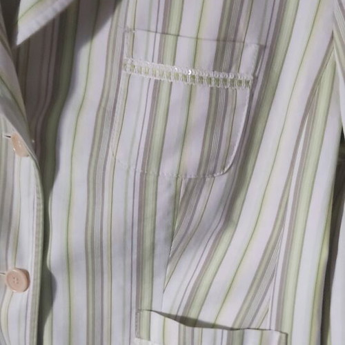 Jacket with cotton fabric and subtle yellow and green stripes like new