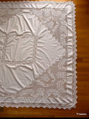 Handmade cotton tablecloth 1.75x1.75 m new, white