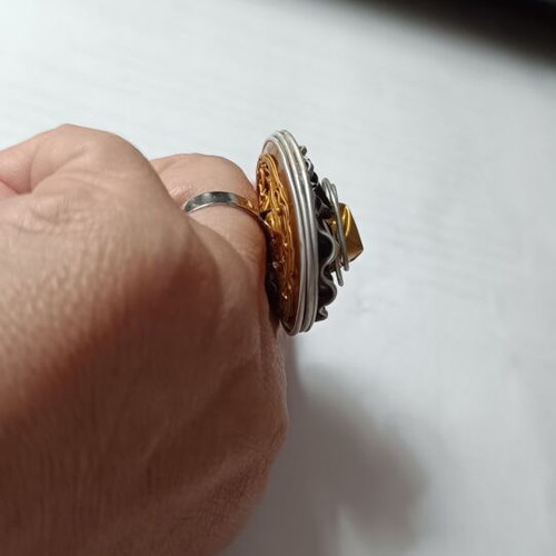 Ring made from coffee capsules, new, adjustable, black and gold