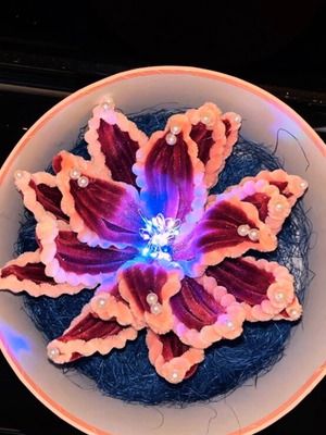 Pink and burgundy lamp with multicolor lights made to order
