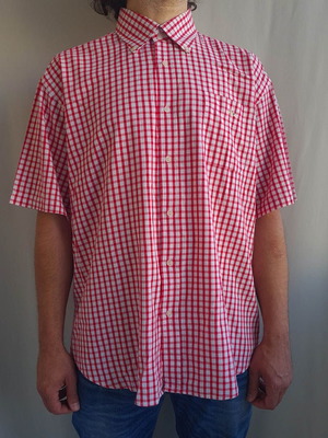 Thomas Burberry men's checked short sleeve shirt XXL like new, red