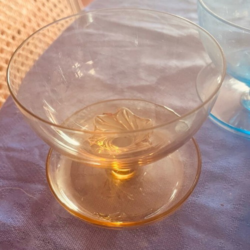 Crystal glasses and mother of pearl vintage bowls like new, set of 11 pieces