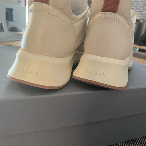 Hogan sneakers beige athletic shoes like new, leather size 39.5