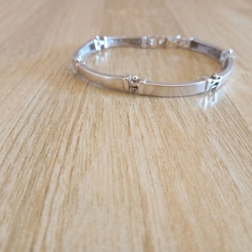Silver 925 bracelet split type with six linked flat pieces