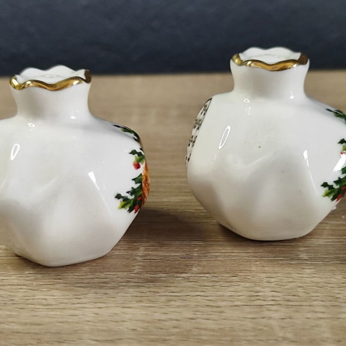 Vintage porcelain pomegranate salt and pepper shakers used