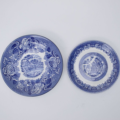 Antique Wood and Sons 2 Blue England Plates