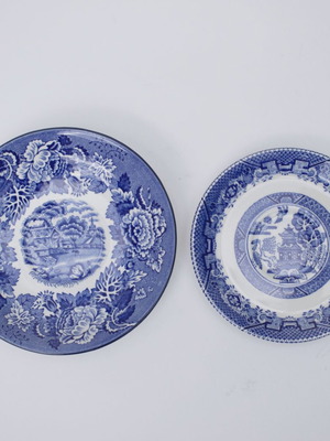 Antique Wood and Sons 2 Blue England Plates