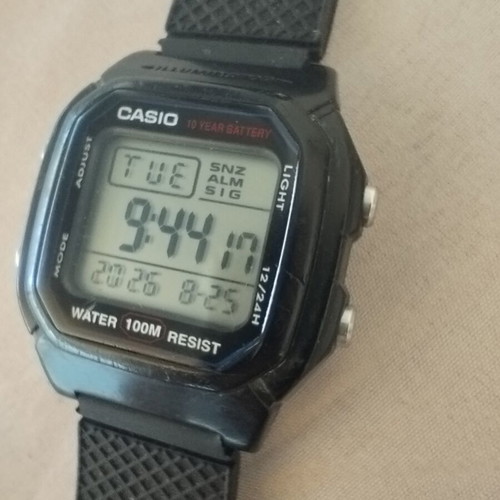 Casio W800H watch with two straps, grey and black