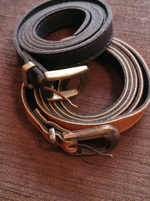 Leather belt set like new, black and brown, 115 cm