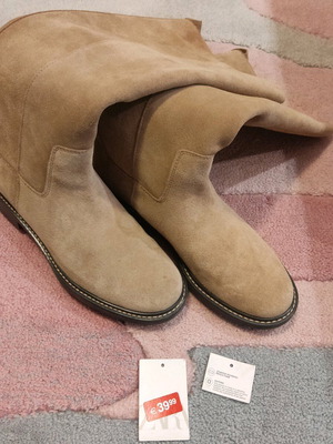Zara leather boots like new, beige and brown, size 37